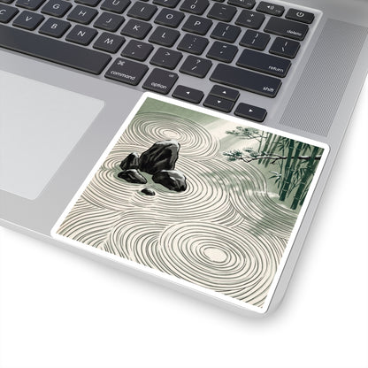 Calm Rock Garden Sticker - Ukiyo E Inspired Zen