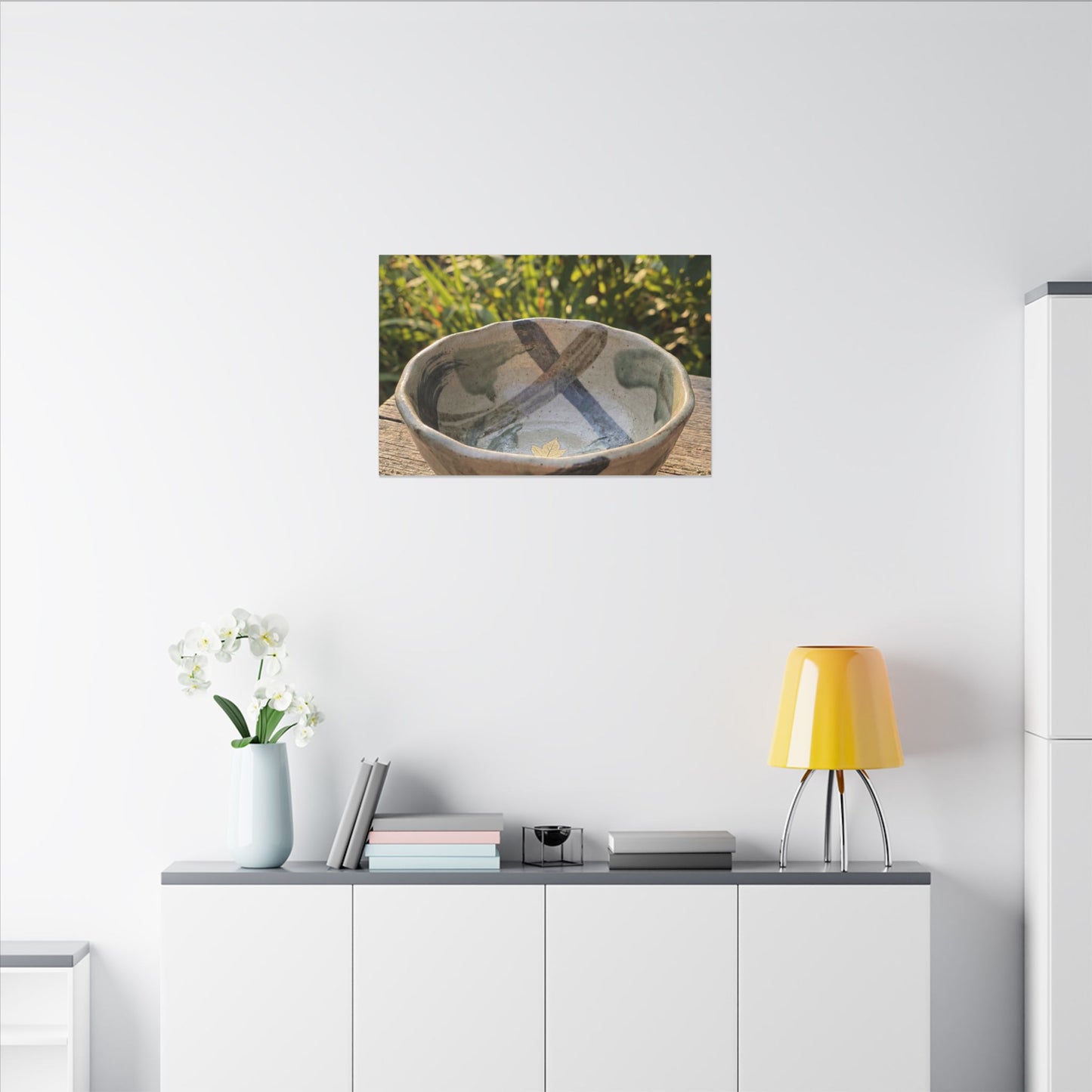 Earthy Ceramic Bowl Canvas Art - Japanese Pattern Japandi
