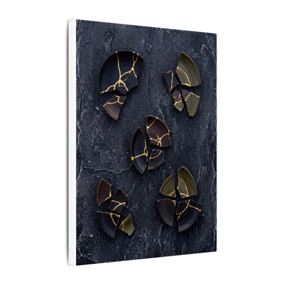Broken Pottery Canvas Art | Winter Dark Japandi Shadow Zen Art