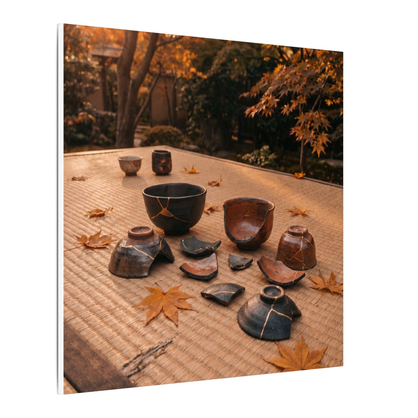 Golden Hour Tea Ceremony Canvas Art - Kintsugi Shibui