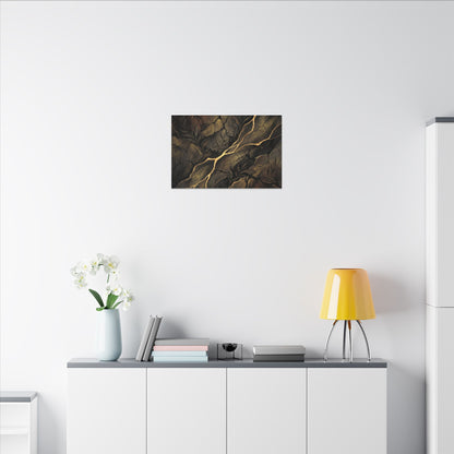 Cracked Earth Charcoal Ink Canvas Art | Bold Dark Japandi Art