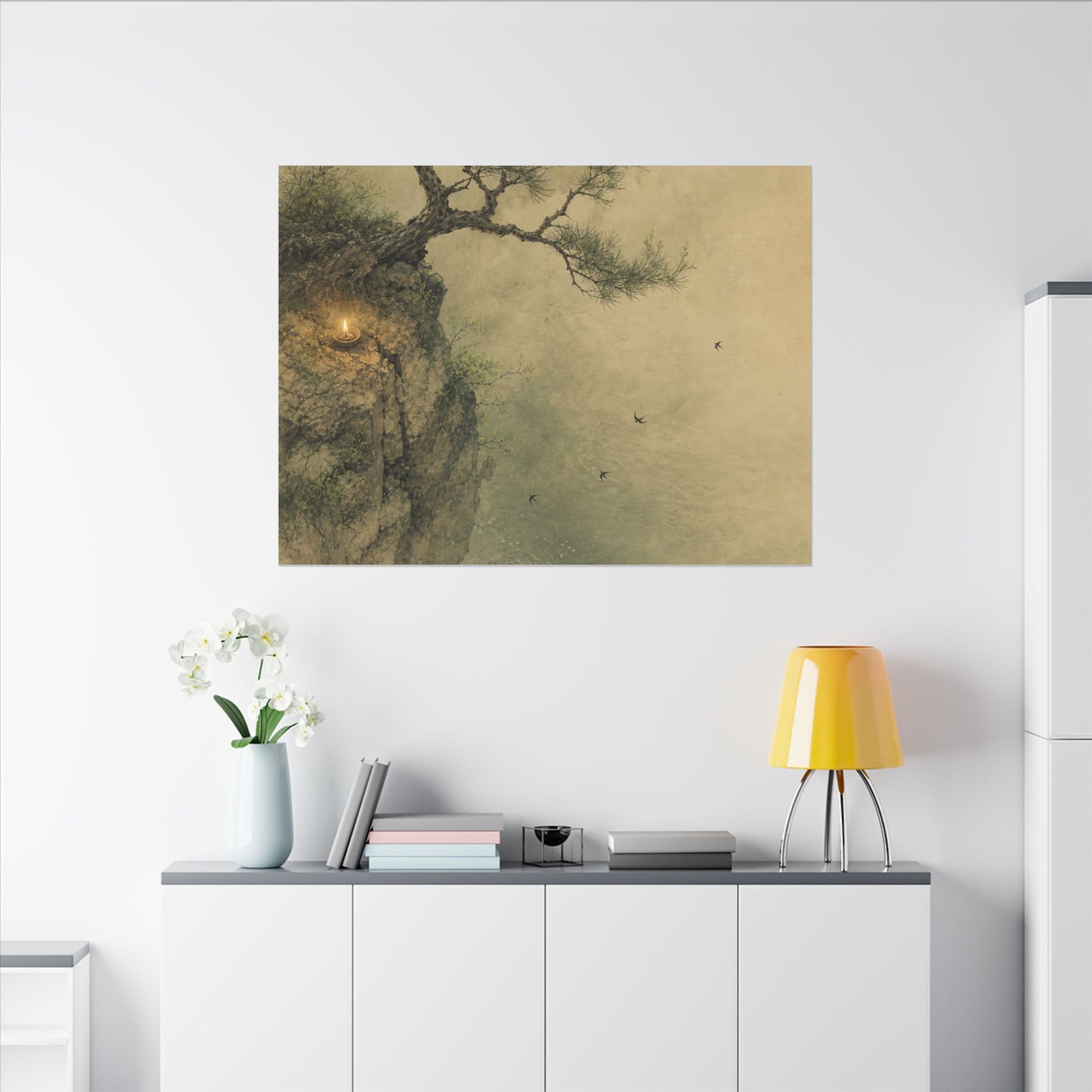 Spring Pine Tree Minimal Line Canvas Art | Earthy Decor