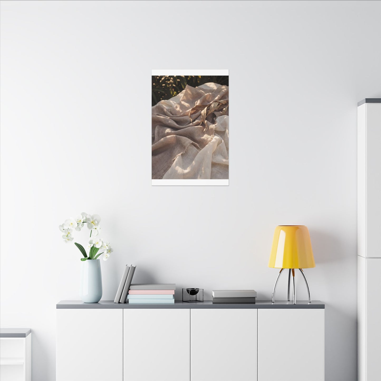Silk Drape Summer Canvas Art | Japandi Neutral Design