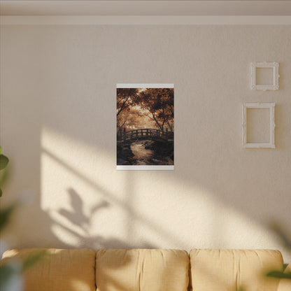 Autumn Wooden Bridge Gold Vein Canvas Art | Resilient Decor