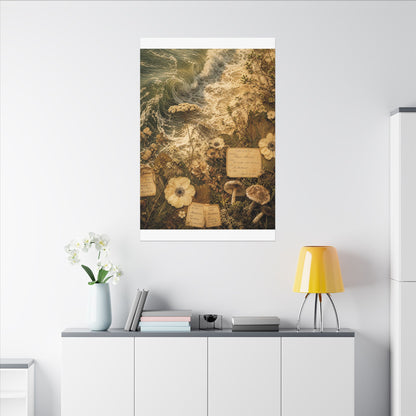 Spring Ocean Wave Herbarium Canvas Art | Nostalgic Decor