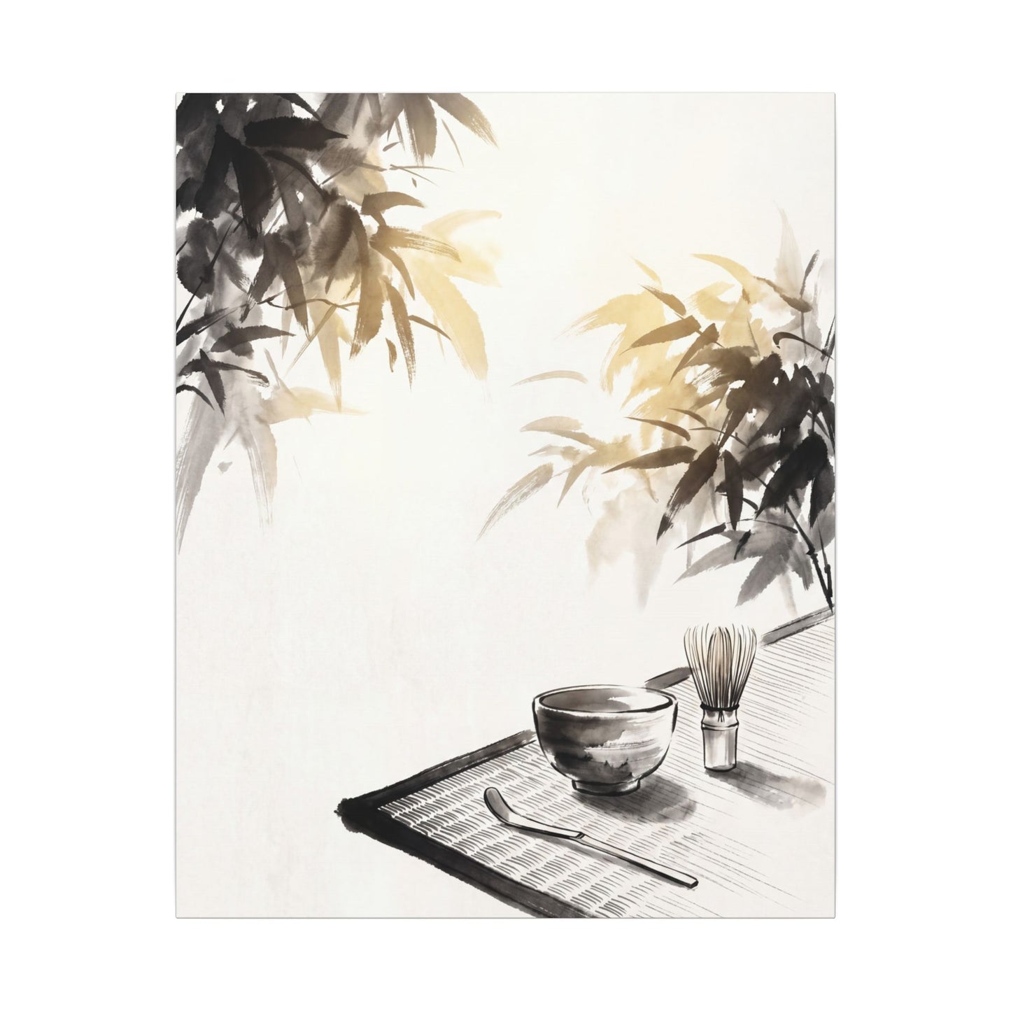 Tea Ceremony Sumi E Canvas Art | Serene Zen Art
