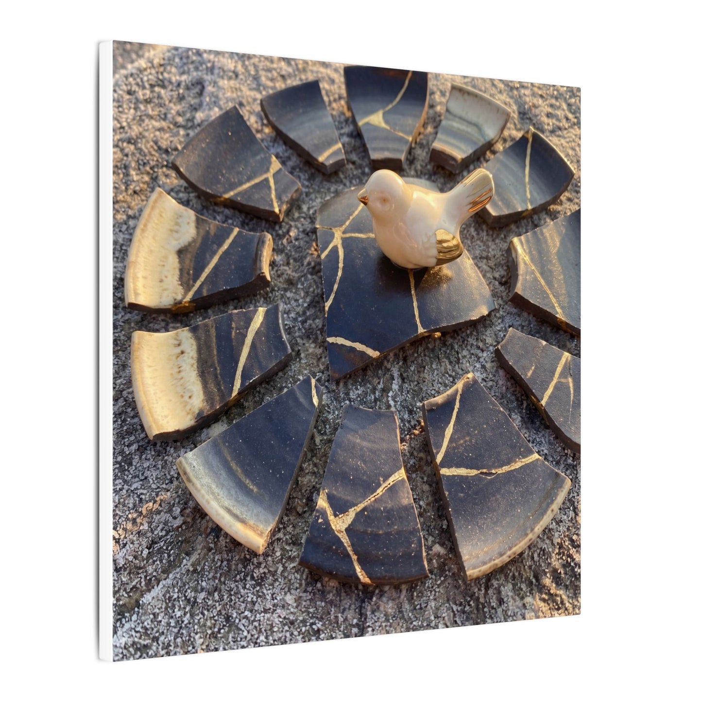 Golden Hour Broken Pottery Canvas Art - Kintsugi Datsuzoku
