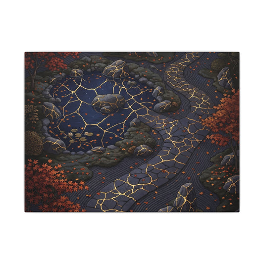 Moonlit Garden Gold Vein Canvas Art | Resilient Kintsugi Art