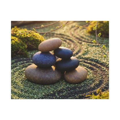 Zen River Stones in Golden Hour | Karesansui Canvas Art