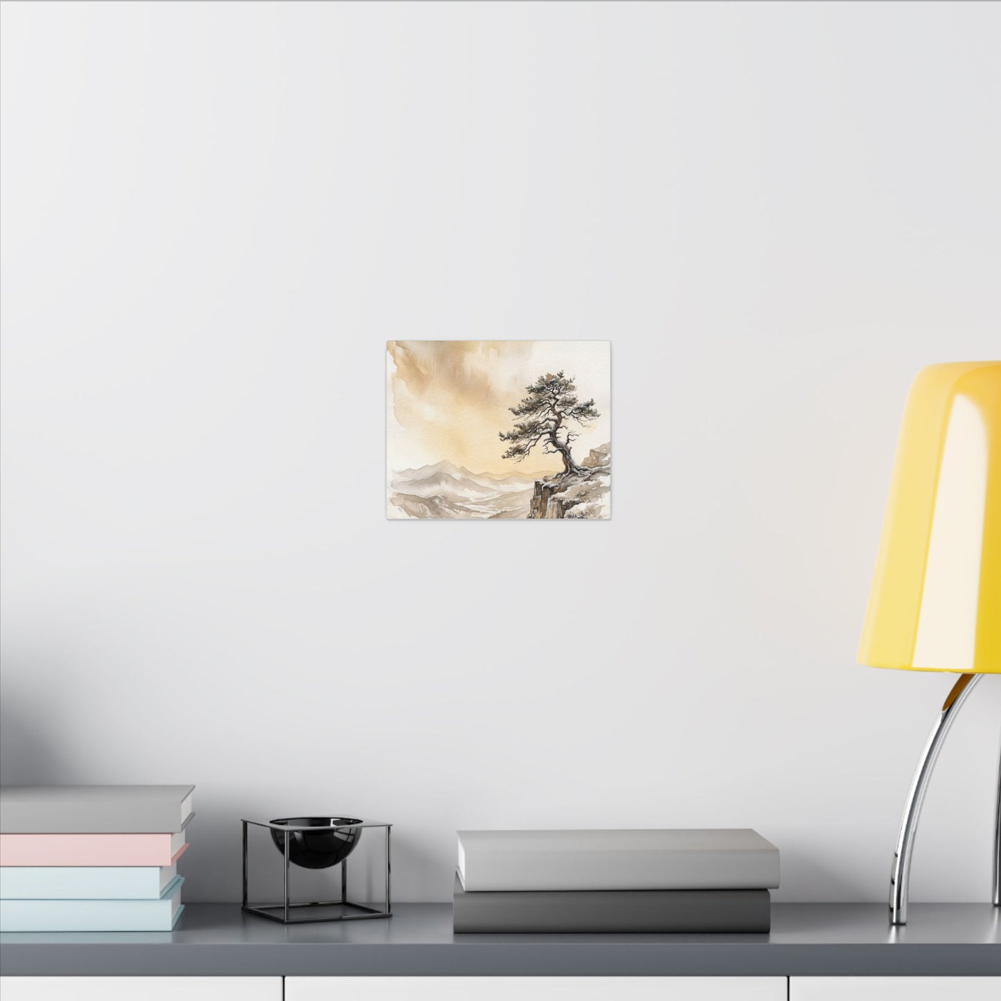 Pine Tree Canvas Art | Winter Japandi Watercolor Art