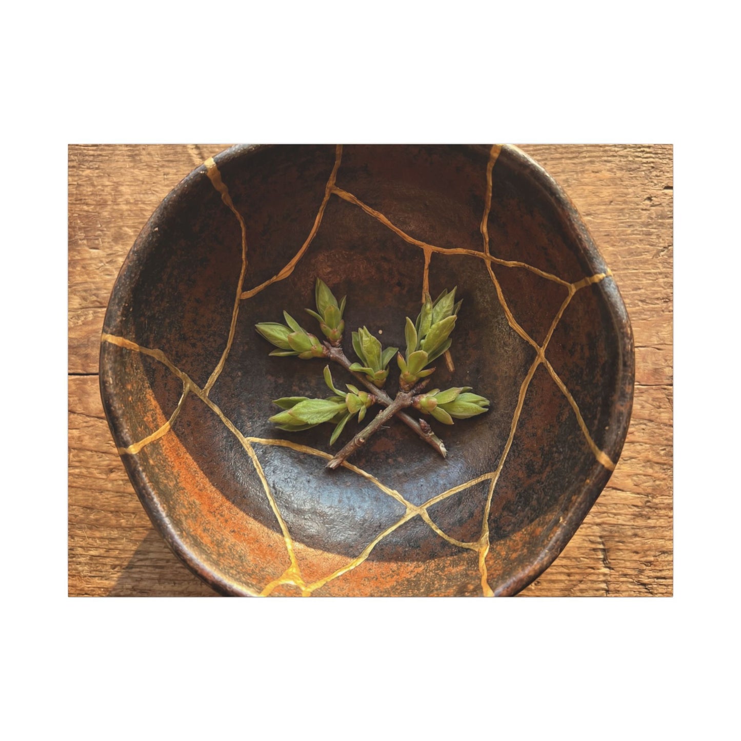 Ceramic Bowl Gold Repair Canvas Art | Resilient Kintsugi Art