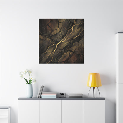 Cracked Earth Charcoal Ink Canvas Art | Bold Dark Japandi Art