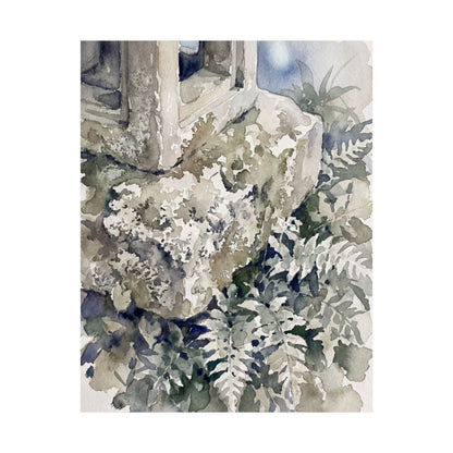 Moonlight Stone Lantern Wall Art Print - Japandi Fukinsei