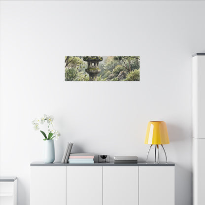 Neutral Stone Lantern Canvas Art - Watercolor Japandi
