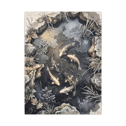 Koi Pond Canvas Art | Winter Japandi Japanese Pattern Art