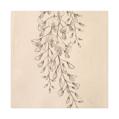 Japandi Wisteria in Golden Hour | Minimal Line Canvas Art