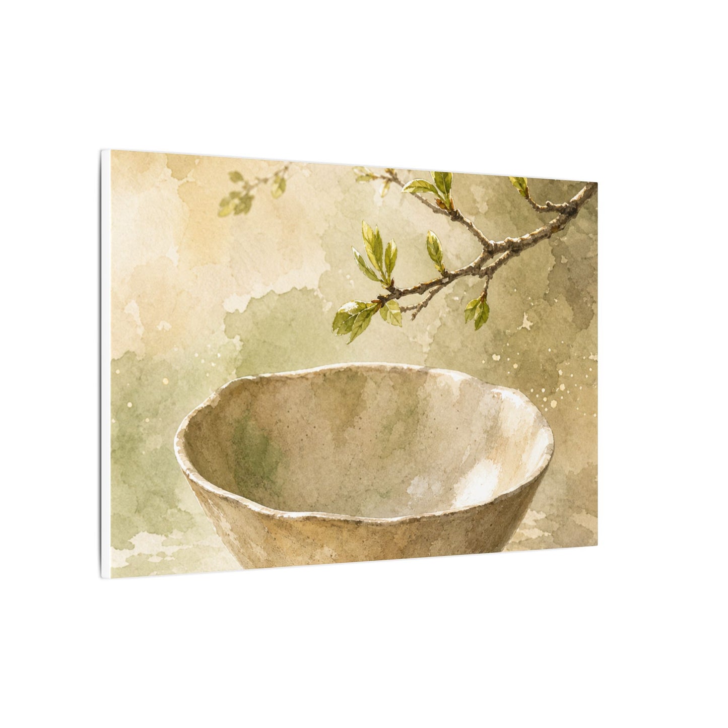 Warm Ceramic Bowl Canvas Art - Watercolor Japandi