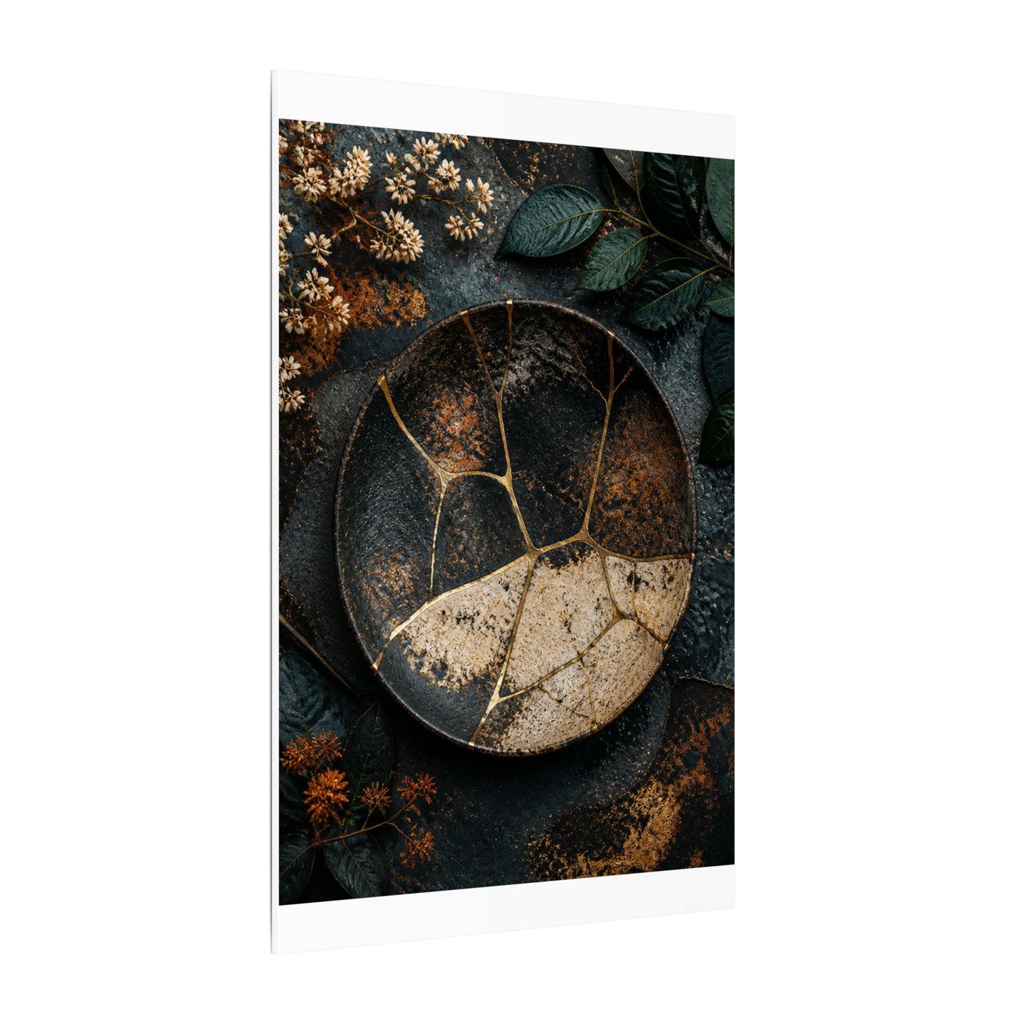 Kintsugi Rust Patina in Dawn | Gold Repair Canvas Art