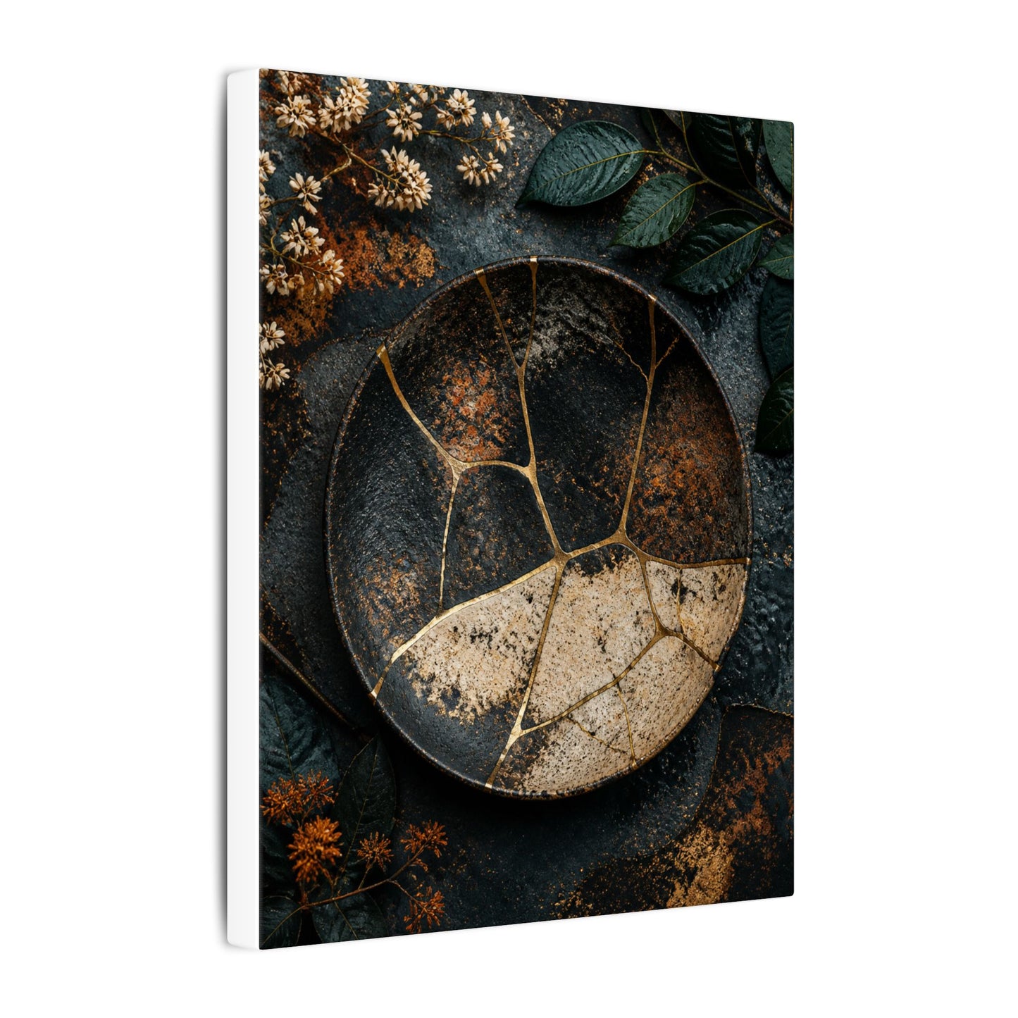 Kintsugi Rust Patina in Dawn | Gold Repair Canvas Art