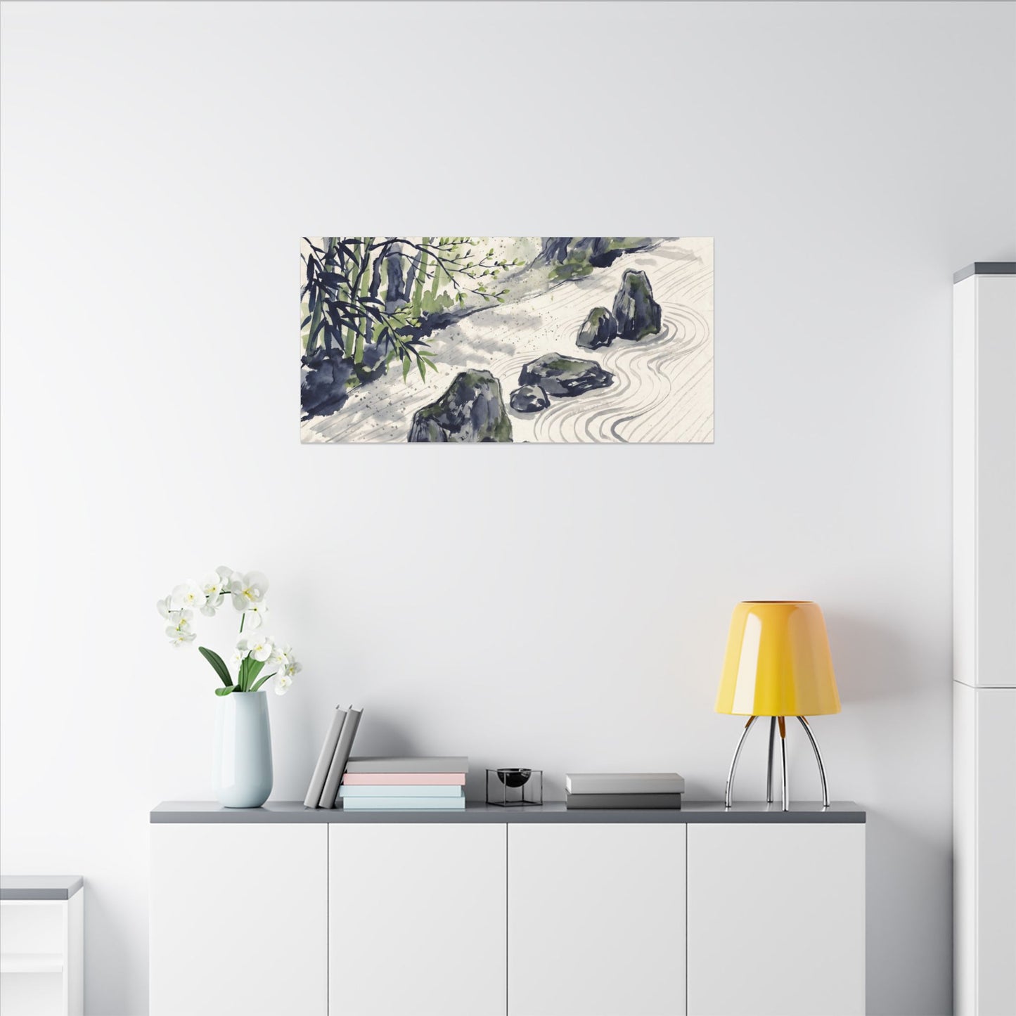 Dappled Rock Garden Canvas Art - Zen Mono No Aware