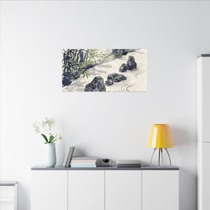 Dappled Rock Garden Canvas Art - Zen Mono No Aware