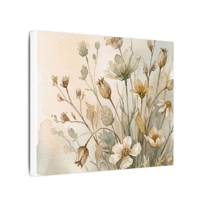 Summer Dried Flowers Watercolor Canvas Art | Elegant Decor