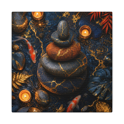 Summer River Stones Gold Vein Canvas Art | Resilient Decor