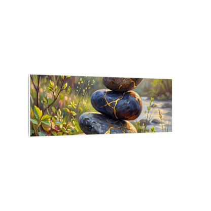 Spring River Stones Gold Repair Canvas Art | Healing Decor