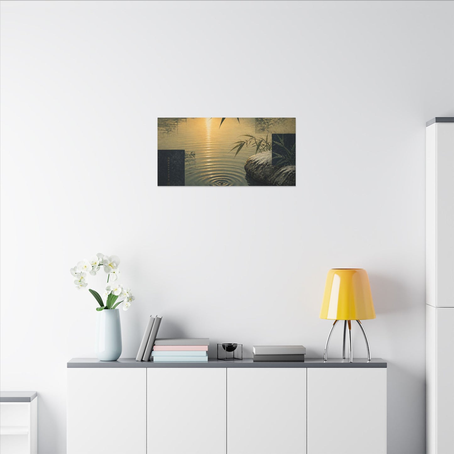 Zen Water Ripple in Golden Hour | Ukiyo E Inspired Canvas Art