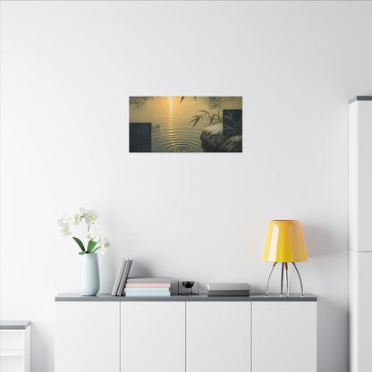 Zen Water Ripple in Golden Hour | Ukiyo E Inspired Canvas Art