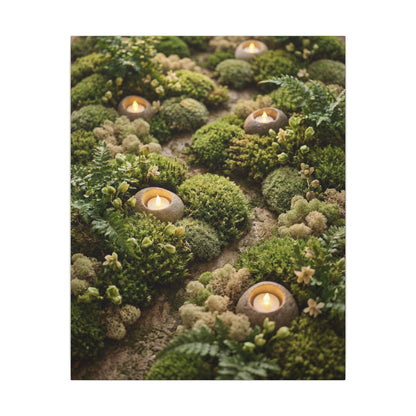 Moss Close Up Japanese Pattern Canvas Art | Neutral Japandi Art