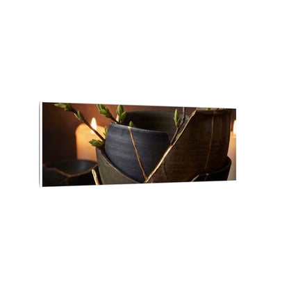 Broken Pottery Spring Canvas Art | Dark Japandi Luxurious Design