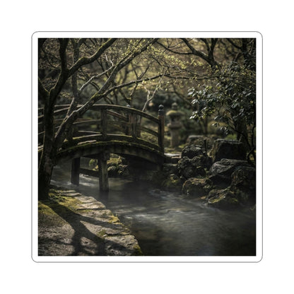 Wooden Bridge Shadow Zen Sticker | Bold Dark Japandi Art