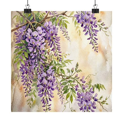 Spring Wisteria Watercolor Wall Art Print | Cozy Decor Art Print
