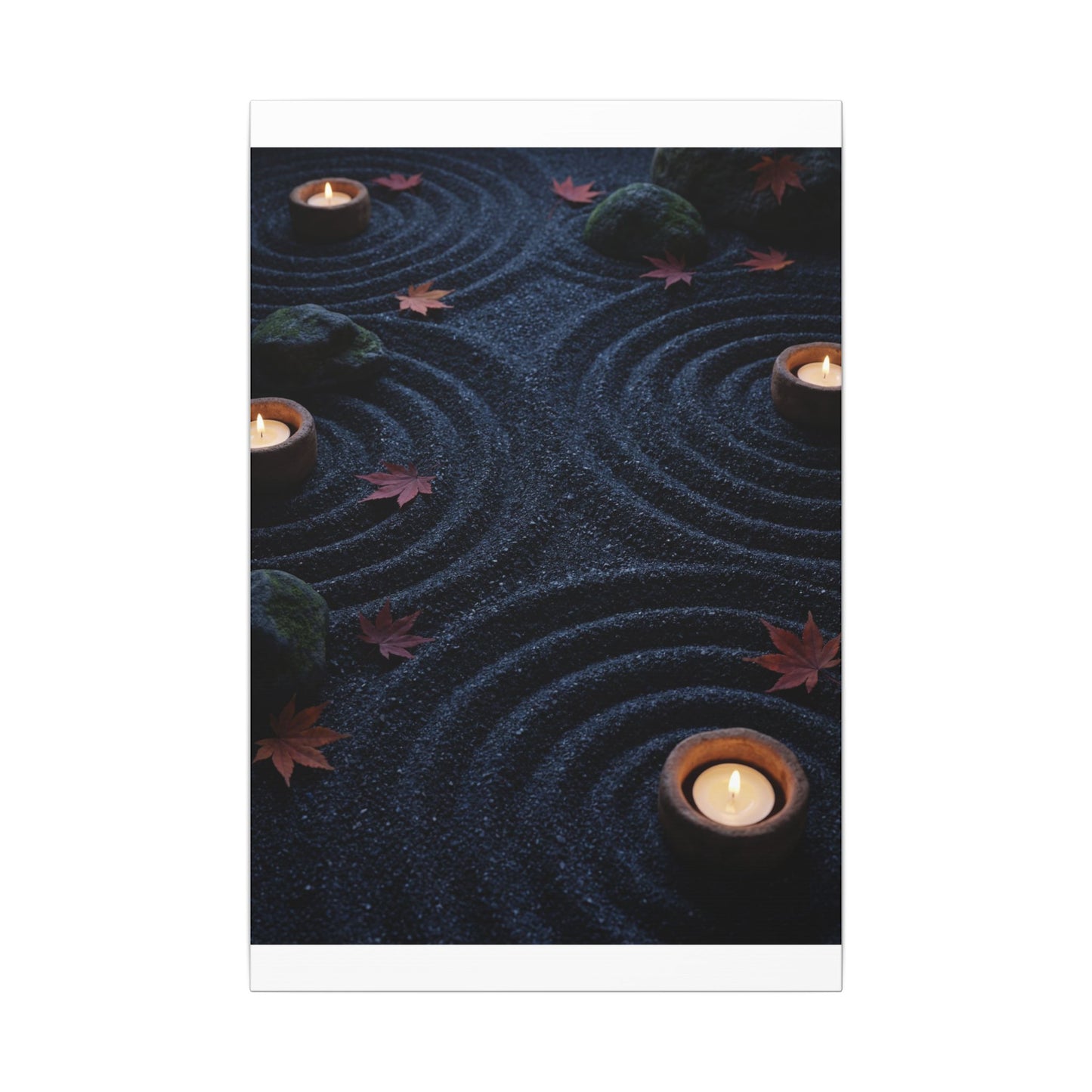 Seijaku Rock Garden Canvas Art - Dark Japandi Dark Texture