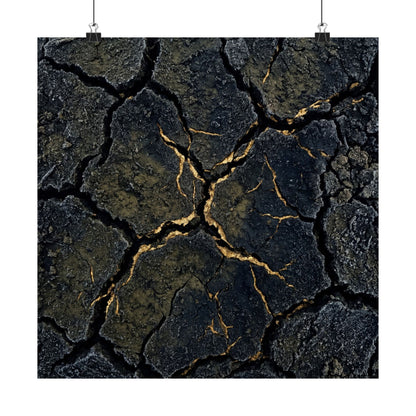 Cracked Earth Winter Wall Art Print | Dark Japandi Moody Design