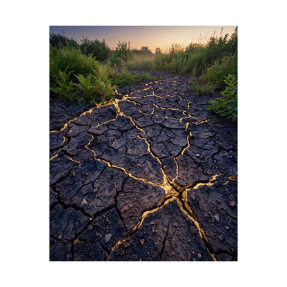Cracked Earth Crackle Gold Wall Art Print | Beautiful Kintsugi Art