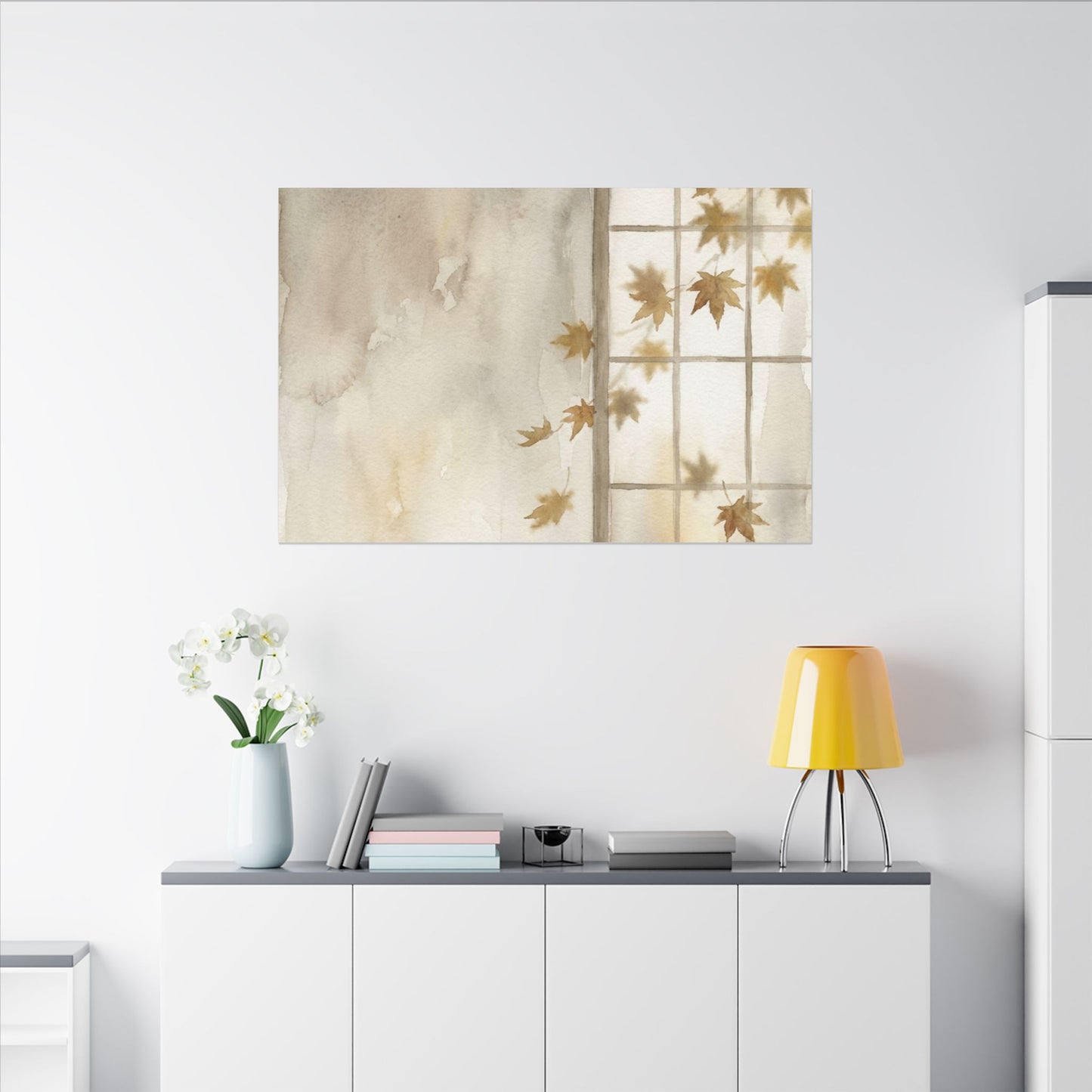 Warm Shoji Screen Canvas Art - Watercolor Japandi