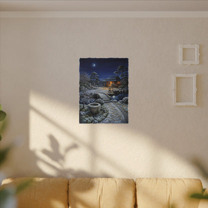 Moonlit Garden Winter Canvas Art | Kintsugi Artful Design