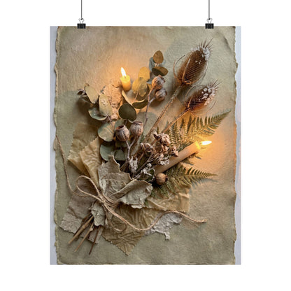 Dried Flowers Texture Wall Art Print | Earthy Japandi Art