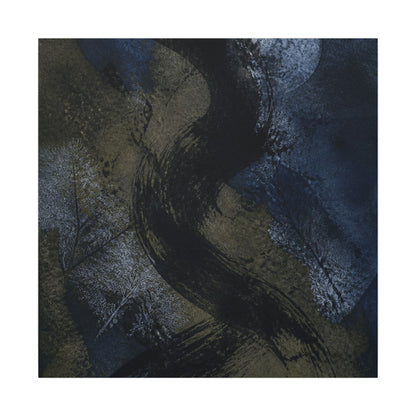 Shibui Ink Brushstroke Canvas Art - Dark Japandi Dark Texture