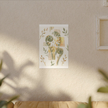Earthy Fern Unfurling Canvas Art - Watercolor Japandi