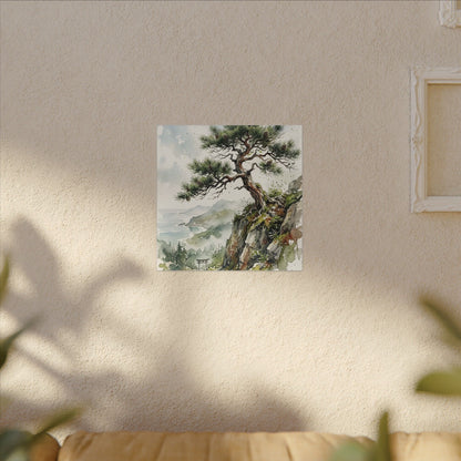 Pine Tree Spring Canvas Art | Japandi Neutral Design