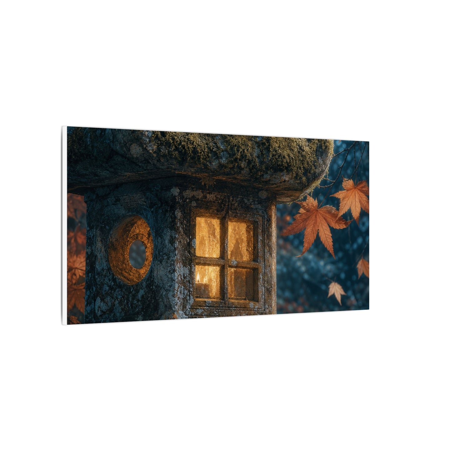 Autumn Stone Lantern Forest Whimsy Canvas Art | Earthy Decor