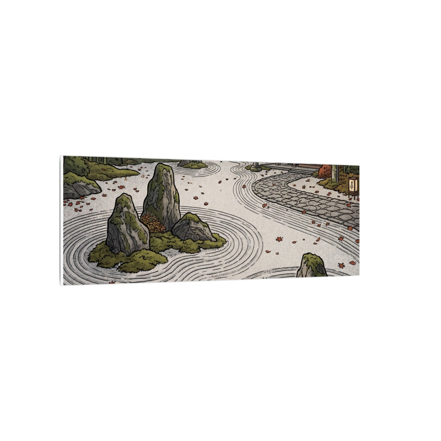 Autumn Rock Garden Ukiyo E Inspired Canvas Art | Peaceful Decor
