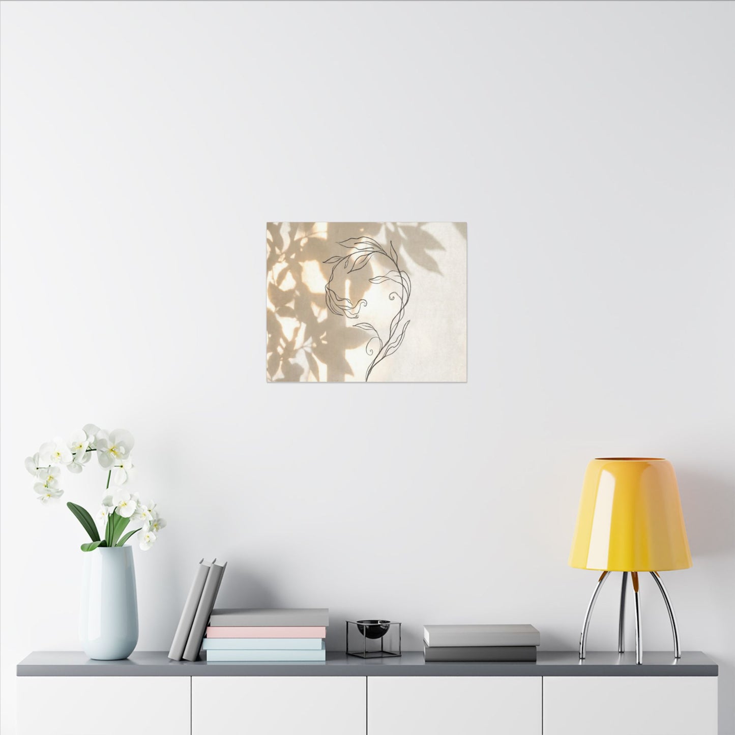 Warm Shoji Screen Canvas Art - Minimal Line Japandi