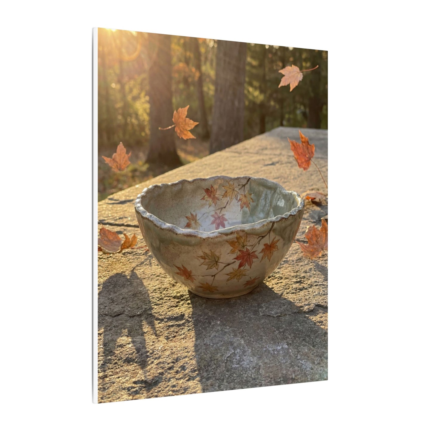 Japandi Ceramic Bowl in Golden Hour | Japanese Pattern Canvas Art