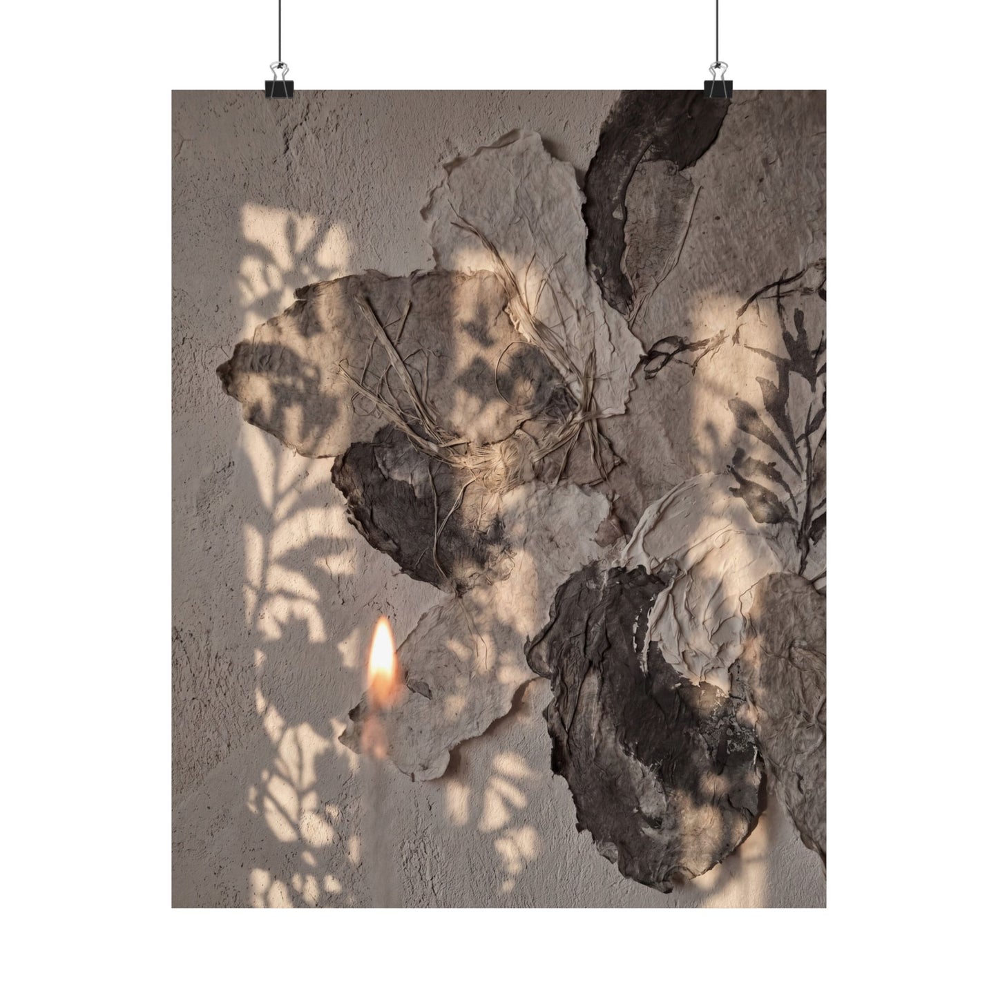 Japandi Shadow Play in Candlelight | Texture Wall Art Print Art Print