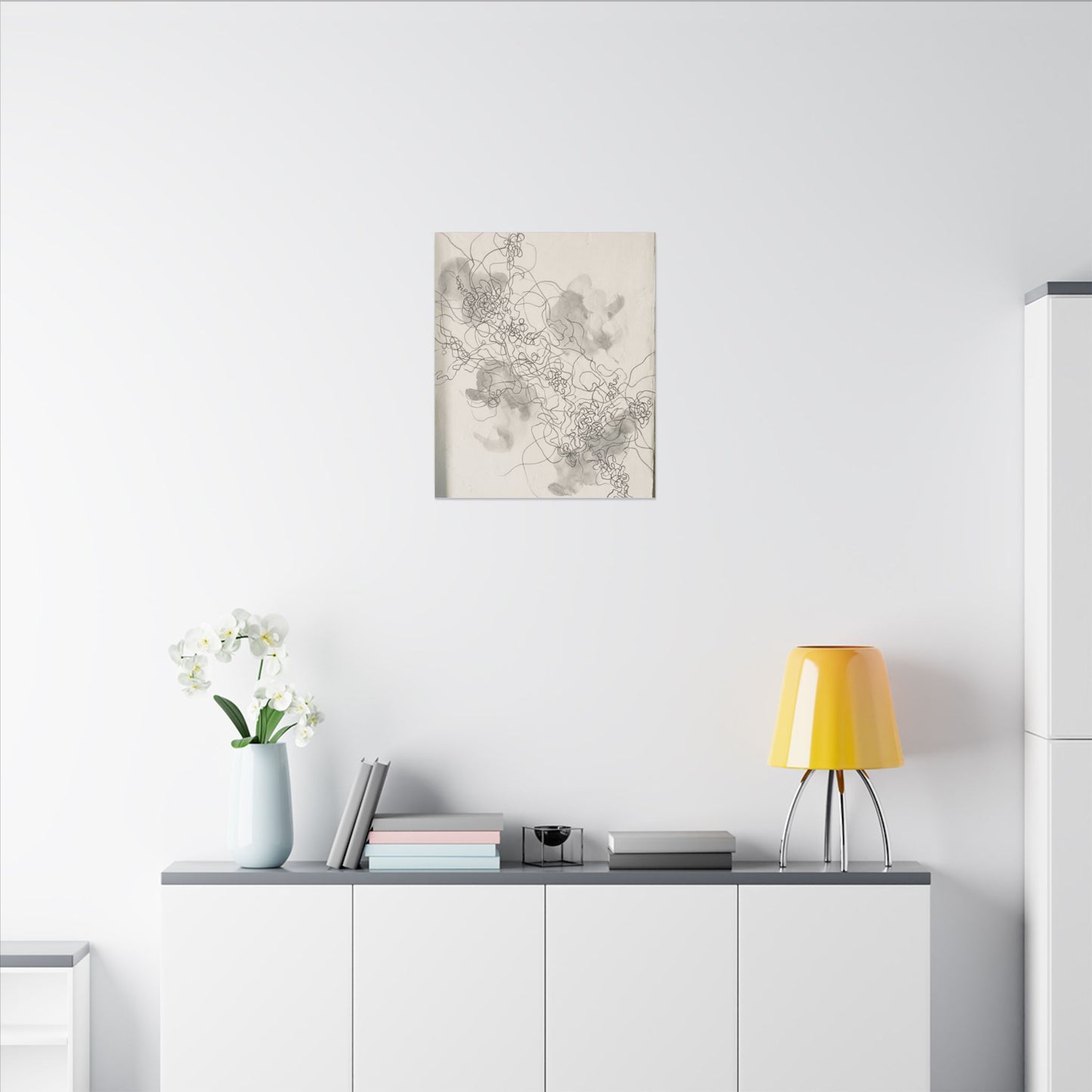 Shadow Play Spring Canvas Art | Dark Japandi Sophisticated Design