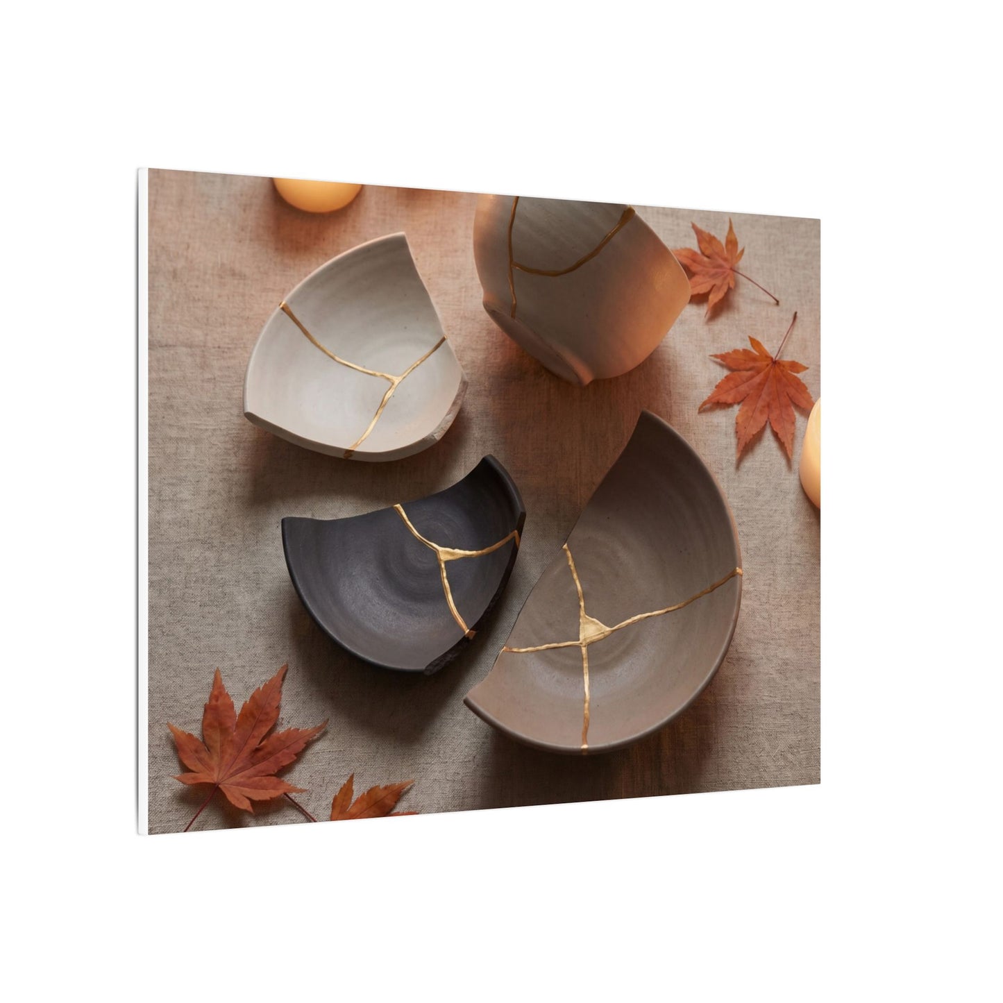 Candlelight Broken Pottery Canvas Art - Japandi Ma